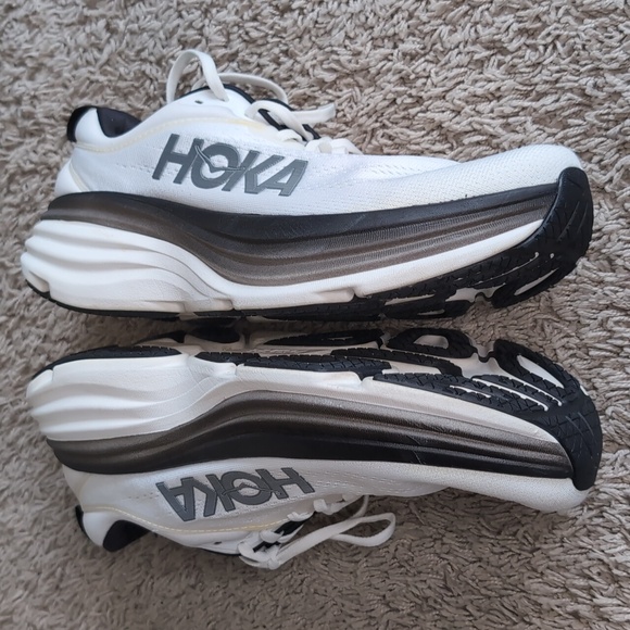 Hoka Men\'s Bondi 8 Everyday Running Shoes White and Black Athletic Shoes Size 9D main image 2